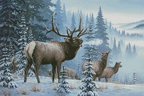 Winter Elk by Artecy printed cross stitch chart